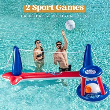 Inflatable Pool Float Set Volleyball Basketball Summer Fun
