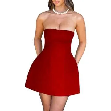 Stylish LuFeng Red Strapless Mini Dress for Women