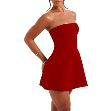 Stylish LuFeng Red Strapless Mini Dress for Women