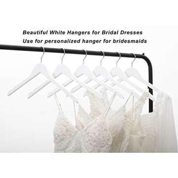 Premium Solid Wood Bridal Wedding Dress Hangers, Beautiful Wooden Shirt Suit Coat Jacket Clothes Han...