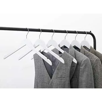 Premium Solid Wood Bridal Wedding Dress Hangers, Beautiful Wooden Shirt Suit Coat Jacket Clothes Hangers-360° Strong Swivel Hook-Extra Smooth Finish-Smoothly Cut Notches-10 Pack- White Color LM01B