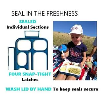 kinsho Bento Lunch Box Kids, Leakproof Lunch Containers for Boys Girls Adults with 6 Compartments - School, Daycare, Meal Planning Portion Control Container, BPA-Free Boxes, Utensils, Navy Blue