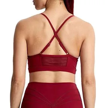 Aoxjox Sports Bras for Women Workout Fitness Ruched Training Baddie Cross Back Yoga Crop Tank Top (Rumba Red, Large)