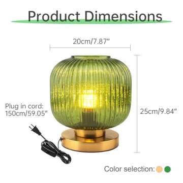 Auwieou Green Glass Table Lamp - Chic & Elegant Design