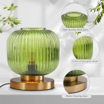Auwieou Green Glass Table Lamp - Chic & Elegant Design