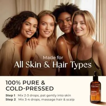 Gya Labs Organic Jojoba Oil for Hair & Skin - 100% Pure Natural Unrefined Jojoba Carrier Oil for Body, Ear Stretch, Nails, Makeup Remover & Facial Moisturizer (3.4 Fl Oz)