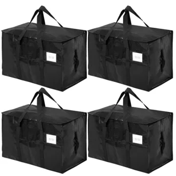 Rihim Black 90L Heavy Duty Moving Storage Bags - 4 Pack