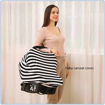Car Seat Covers High Stretchy- Carseat Canopy for Babies, Multi- use Breastfeeding Covers, Baby Show...