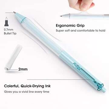 WRITECH Gel Ink Retractable Pens: Black Ink 0.7mm medium Fine Point Pen Set, Extra Smooth Tip No Ble...