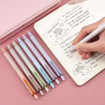 WRITECH Gel Ink Retractable Pens: Black Ink 0.7mm medium Fine Point Pen Set, Extra Smooth Tip No Bleed Smear Smudge Refillable Clickable Pens Bulk for Writing Journaling Multicolor 8ct