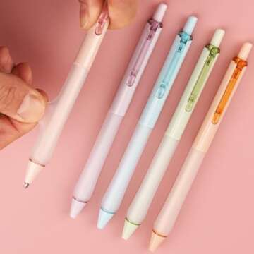 WRITECH Gel Ink Retractable Pens: Black Ink 0.7mm medium Fine Point Pen Set, Extra Smooth Tip No Bleed Smear Smudge Refillable Clickable Pens Bulk for Writing Journaling Multicolor 8ct