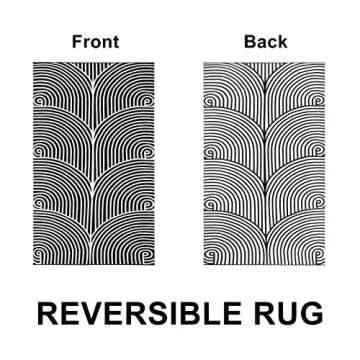 Tiveney Black and White Outdoor Rug 3x5 Ft - Machine Washable