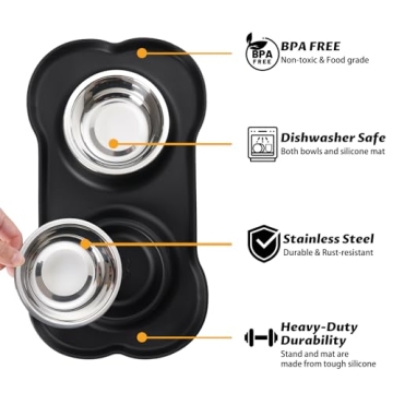 Durable Hubulk Pet Dog Bowls with Non-Skid Silicone Mat