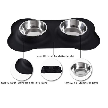 Durable Hubulk Pet Dog Bowls with Non-Skid Silicone Mat
