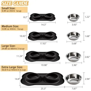Durable Hubulk Pet Dog Bowls with Non-Skid Silicone Mat
