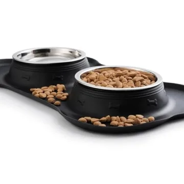 Durable Hubulk Pet Dog Bowls with Non-Skid Silicone Mat