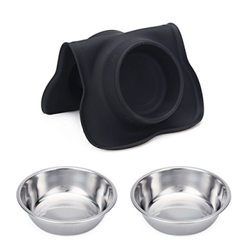 Durable Hubulk Pet Dog Bowls with Non-Skid Silicone Mat