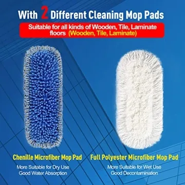 CLEANHOME Adjustable Microfiber Dust Mop for All Floors