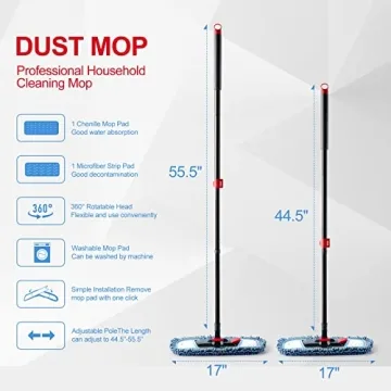 CLEANHOME Adjustable Microfiber Dust Mop for All Floors