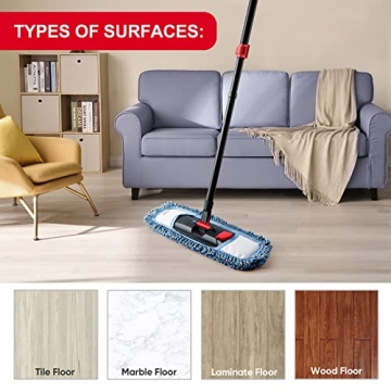 CLEANHOME Adjustable Microfiber Dust Mop for All Floors