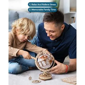 RoWood 3D Puzzles for Adults Illuminated Globe with LED Light Globe Model Kit Gifts for Adults&Teens