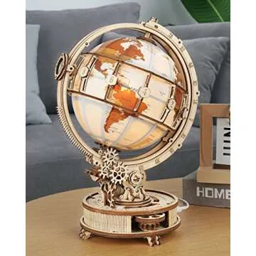 RoWood 3D Puzzles for Adults Illuminated Globe with LED Light Globe Model Kit Gifts for Adults&Teens