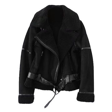 LY VAREY LIN Women's Faux Shearling Moto Jacket - Warm, Stylish Winter Coat