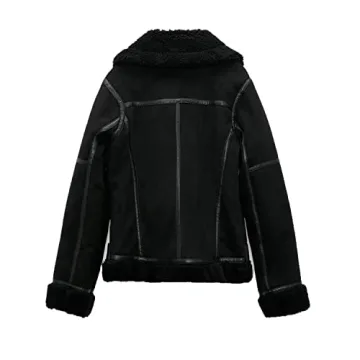 LY VAREY LIN Women's Faux Shearling Moto Jacket Winter Coat