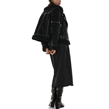 LY VAREY LIN Women's Faux Shearling Moto Jacket Winter Coat