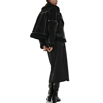 LY VAREY LIN Women's Faux Shearling Moto Jacket Winter Coat