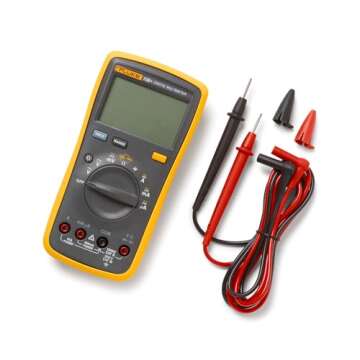 Fluke 15B+ Digital Multimeter, for Electrical Applications, Measures AC/DC Voltage and Current Measu...