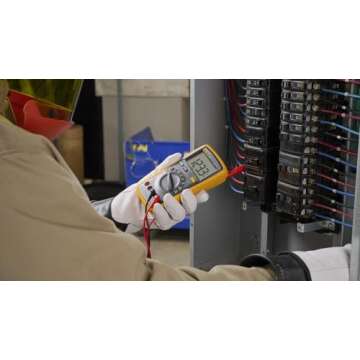 Fluke 15B+ Digital Multimeter, for Electrical Applications, Measures AC/DC Voltage and Current Measurements up to 1000V and 10A, Along with Resistance, Continuity, Diode, and Capacitance Capabilities
