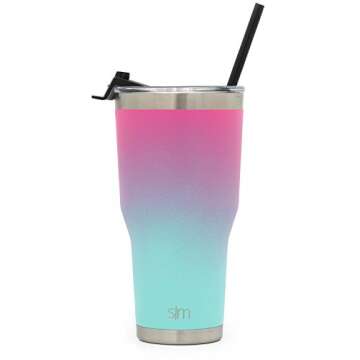 Simple Modern Cruiser Tumbler with Clear Flip Lid and Straw - Insulated Travel Mug Stainless Steel Water Bottle 30 Ounce Ombre: Sorbet