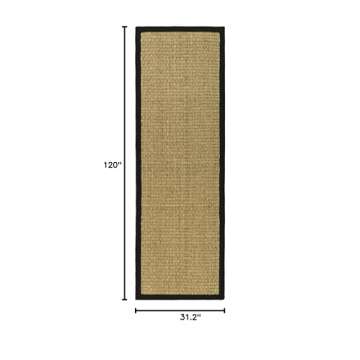 SAFAVIEH Natural Fiber Collection Runner Rug - 2'6" x 10', Natural & Black, Border Basketweave Seagrass Design, Easy Care, Ideal for High Traffic Areas in Living Room, Bedroom (NF114C)