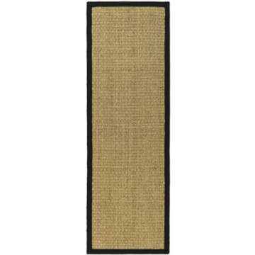 SAFAVIEH Natural Fiber Collection Runner Rug - 2'6" x 10', Natural & Black, Border Basketweave Seagrass Design, Easy Care, Ideal for High Traffic Areas in Living Room, Bedroom (NF114C)