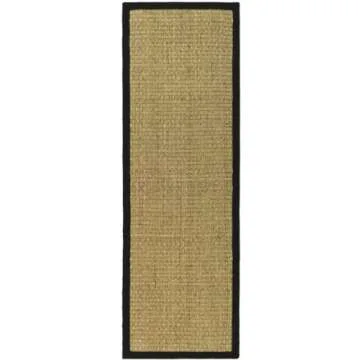 SAFAVIEH Natural Fiber Collection Runner Rug - 2'6" x 10', Natural & Black, Border Basketweave Seagrass Design, Easy Care, Ideal for High Traffic Areas in Living Room, Bedroom (NF114C)