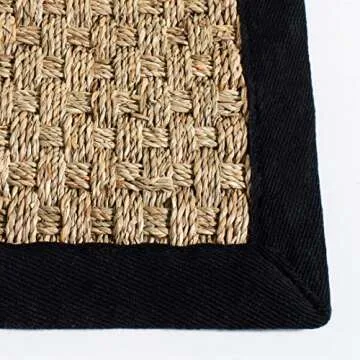 SAFAVIEH Natural Fiber Collection Runner Rug - 2'6" x 10', Natural & Black, Border Basketweave Seagrass Design, Easy Care, Ideal for High Traffic Areas in Living Room, Bedroom (NF114C)