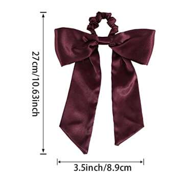 Hair Scrunchies with Bow Elastic Hair Ribbons Satin Hair Ties Bowknot Ponytail Holder Hair Scarf wit...