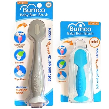 Bumco Baby Bum Brush + Mini Diaper Cream Spatula with Case - BPA-Free Butt Spatula Baby, Soft Diaper...