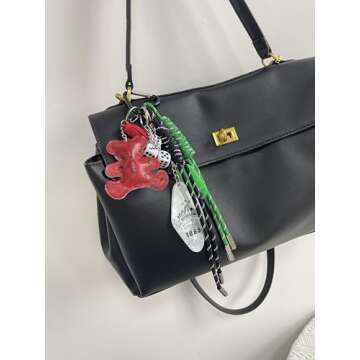 QTKJ Cute Keychain, Hand-Woven Nylon Rope Bag Charm, Bear Bag Accessories Charms for Handbag Backpac...