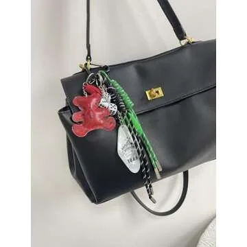 QTKJ Cute Keychain, Hand-Woven Nylon Rope Bag Charm, Bear Bag Accessories Charms for Handbag Backpac...