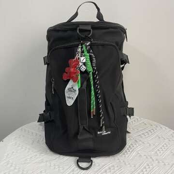 QTKJ Cute Keychain, Hand-Woven Nylon Rope Bag Charm, Bear Bag Accessories Charms for Handbag Backpack Crossbody Rubber Bags, Aesthetic Keychain