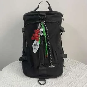 QTKJ Cute Keychain, Hand-Woven Nylon Rope Bag Charm, Bear Bag Accessories Charms for Handbag Backpack Crossbody Rubber Bags, Aesthetic Keychain