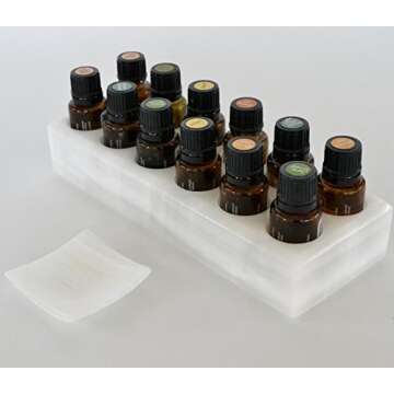 Shades of Stone Luxurious Essential Oils Holder Carrying Case - Storage and Display Box for 12, 15ml Bottles - Free Matching Tray - 100% Onyx Stone (White Cloud)