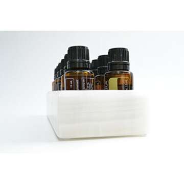 Shades of Stone Luxurious Essential Oils Holder Carrying Case - Storage and Display Box for 12, 15ml Bottles - Free Matching Tray - 100% Onyx Stone (White Cloud)