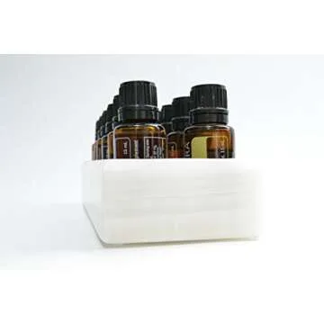 Shades of Stone Luxurious Essential Oils Holder Carrying Case - Storage and Display Box for 12, 15ml Bottles - Free Matching Tray - 100% Onyx Stone (White Cloud)