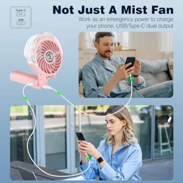 HandFan 4000mAh Portable Misting Fan, 50ml Water Tank, Rechargeable for All Outdoor Adventures