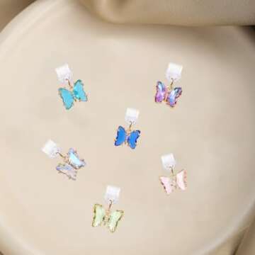 Butterfly Dust Plug Charm Compatible with Kindle Paperwhite 2021 Released,Type C/USB C Dust Plug,Set of 6