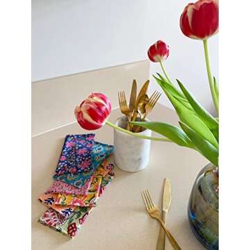REYNOSOHOMEDECOR Cotton Cloth Napkins Set of 10 Hand Block Printed Napkin Size 16 x 16 Kitchen Dining Room Table (Multicolor)
