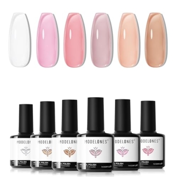 Modelones Gel Nail Polish 6 Colors Transparent Jelly Milky White Sheer Pink Neutral Nude Gel Polish ...